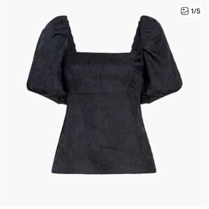 NWT Hill House Matilda Top Black Taffeta puff sleeve